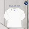"Pack of 3 baby cotton vests – envelope neck full sleeve design for newborns"