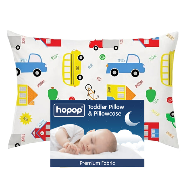 Hopop Soft & Breathable Premium Cotton Toddler Pillow with Pillowcase
