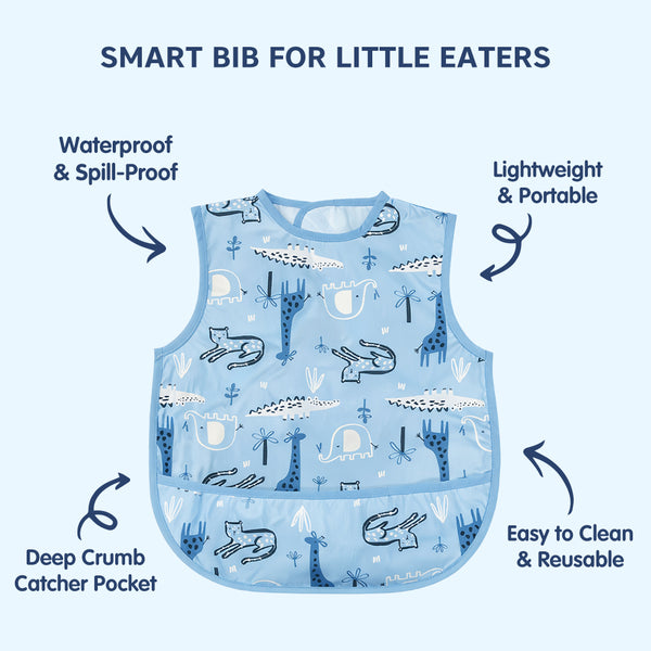 Hopop Easy-Clean Waterproof Baby Bib with Food Catcher Pocket