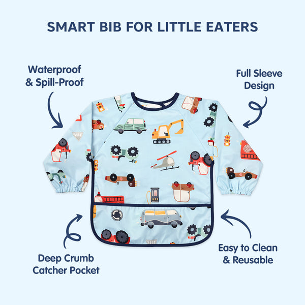 Hopop Easy-Clean Waterproof Full Sleeve Baby Bib with Food Catcher Pocket