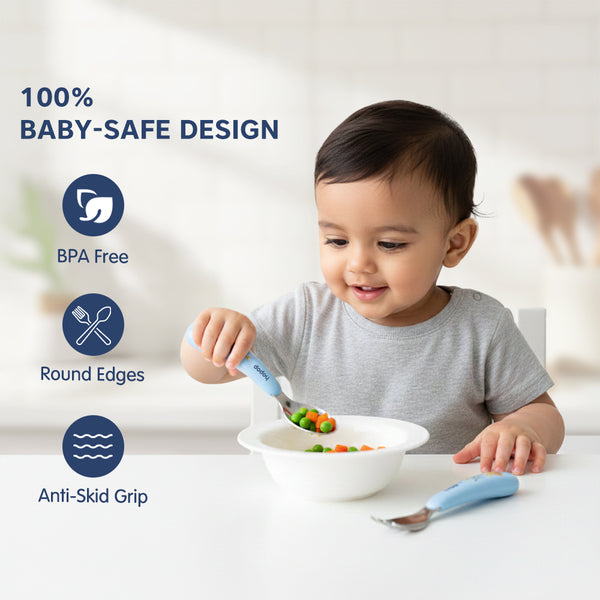 Hopop Stainless Steel Spoon & Fork Set with Travel Case - Portable Cutlery