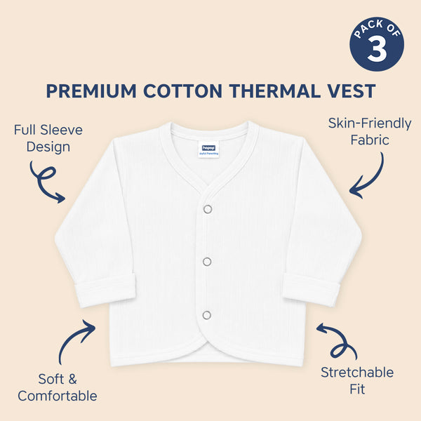 Baby Front Open Thermal Full Sleeve Top Pack of 3
