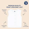 Hopop Baby Front Open Sleeveless Cotton Vest Pack of 3 - White