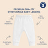 Hopop Baby Cotton Pajama Pants Pack of 3 - White