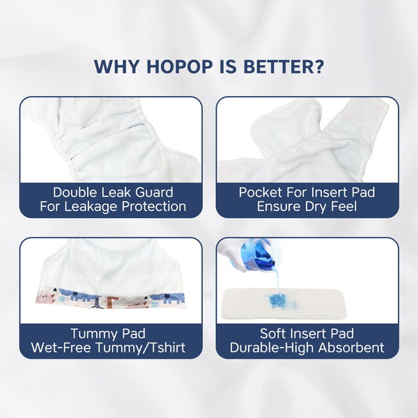 Hopop Washable and Reusable Cloth Diaper for Babies