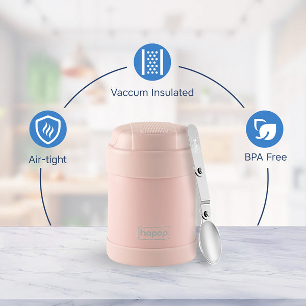 Hopop Insulated Food Jar with Spoon for Kids - 300ml