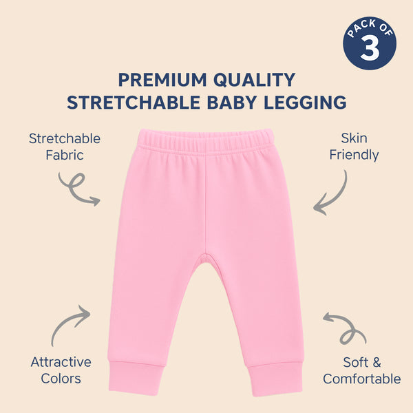 Hopop Baby Cotton Pajama Pants Pack of 3 - Multicolor