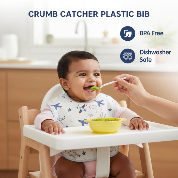 Hopop Easy-Clean Waterproof Baby Apron Bib with Crumb Catcher