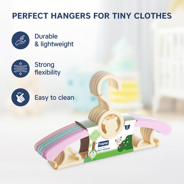 Hopop Adjustable Anti-Slip Hangers for Baby & Kids Clothes – Pack of 6
