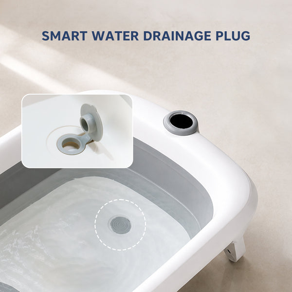 Smart Foldable Baby Bathtub with Temperature Sensor & Drain Plug - Grey