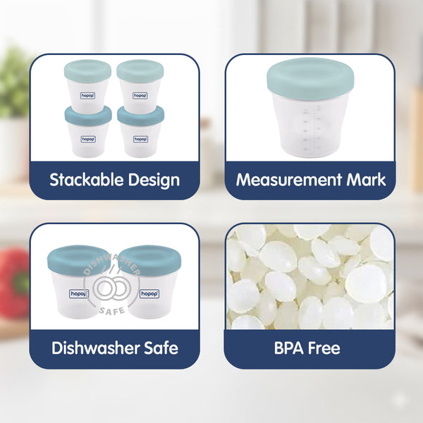 Hopop Baby Multi-Functional Food Storage Containers - Set of 4