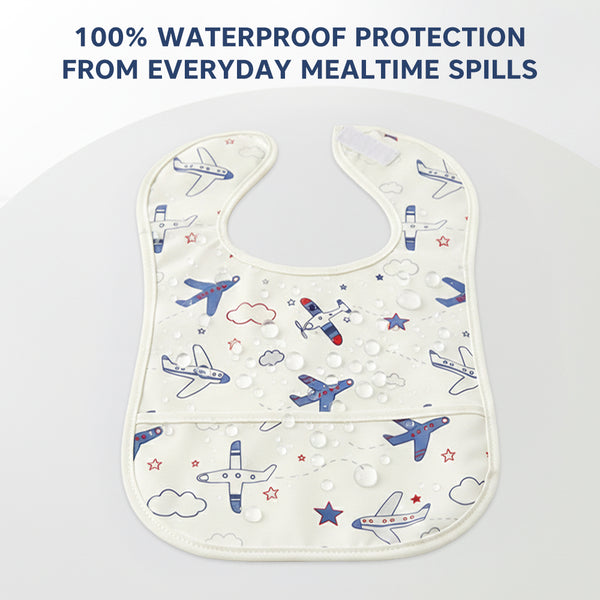 Hopop Easy-Clean Waterproof Baby Apron Bib with Crumb Catcher