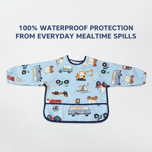 Hopop Easy-Clean Waterproof Full Sleeve Baby Bib with Food Catcher Pocket