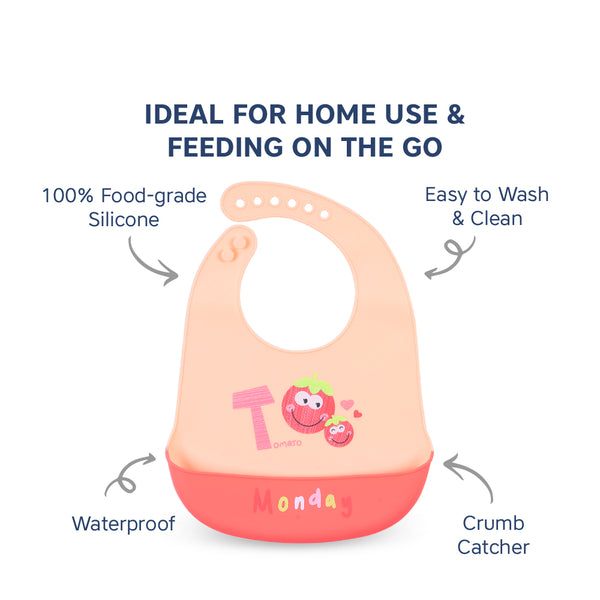 Hopop Waterproof Silicone Baby Bib with Crumb Catcher Pocket – Adjustable & Easy to Clean