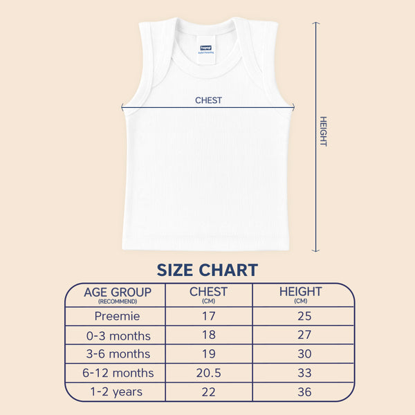 Hopop Baby Envelope Neck Sleeveless Cotton Vest Pack of 3 - White