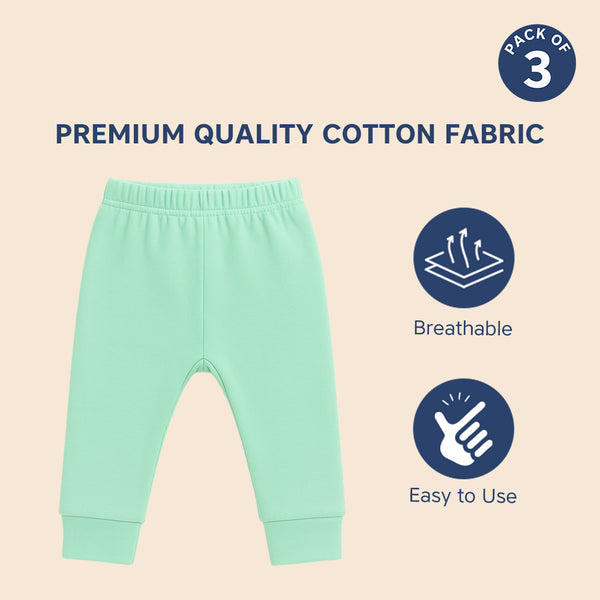 Hopop Baby Cotton Pajama Pants Pack of 3 - Multicolor