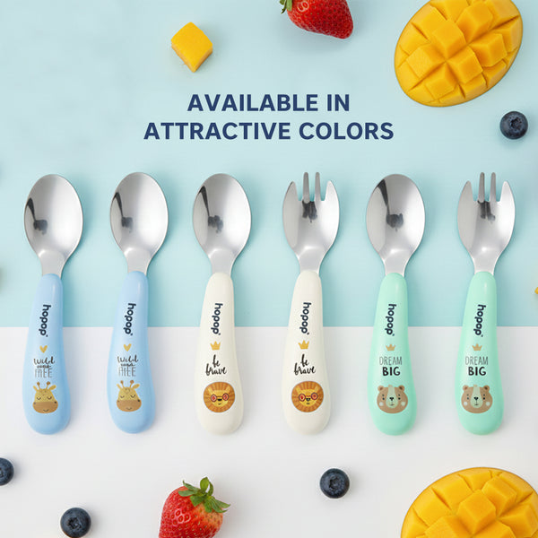 Hopop Stainless Steel Spoon & Fork Set with Travel Case - Portable Cutlery