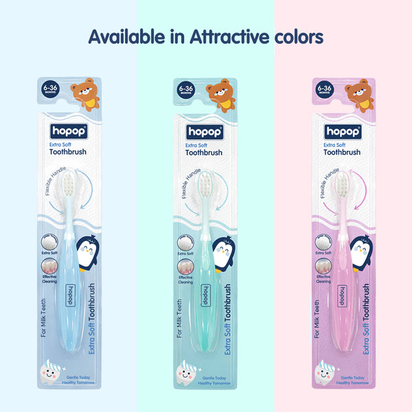 Hopop Extra Soft Baby Toothbrush for Gentle Milk Teeth & Gum Care 6–36 Months
