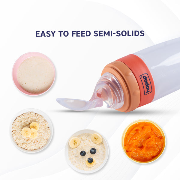 Hopop Soft Squeezy Silicone Spoon Food Feeder for Babies - 90ml