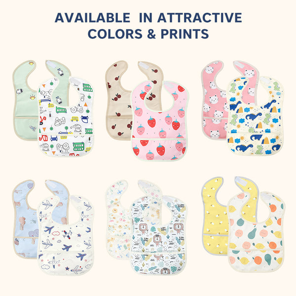 Hopop Easy-Clean Waterproof Baby Apron Bib with Crumb Catcher