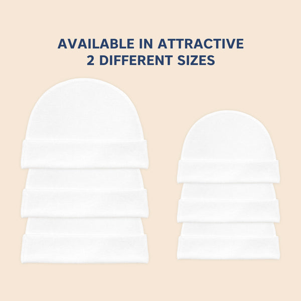 Hopop Soft & Comfortable Cotton Baby Caps - Pack of 3 (White)
