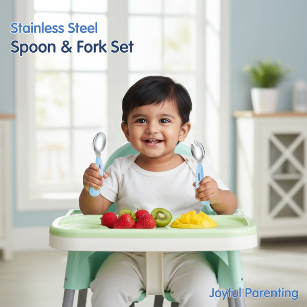 Hopop Stainless Steel Spoon & Fork Set with Travel Case - Portable Cutlery