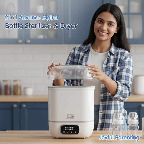 Hopop 2-in-1 Baby Bottle Sterilizer and Dryer - Fast Steam & Auto-Dry