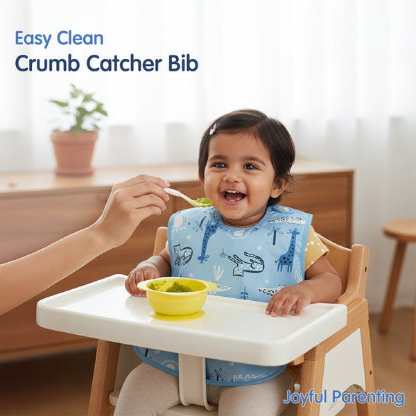 Hopop Easy-Clean Waterproof Baby Bib with Food Catcher Pocket