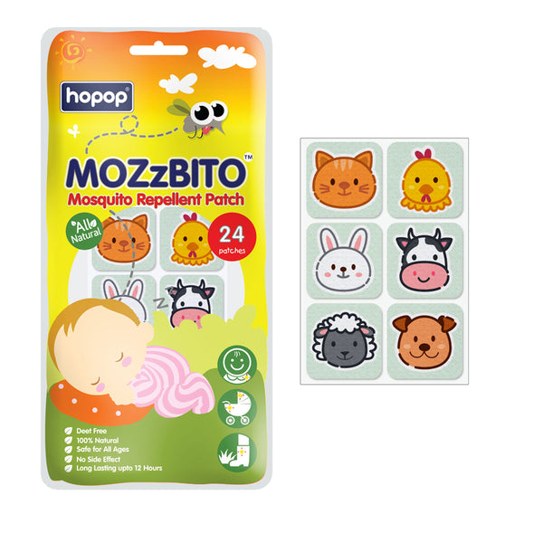 Hopop MoZzbito Mosquito Repellent Patches, Safe & Natural Protection for Kids - Assorted