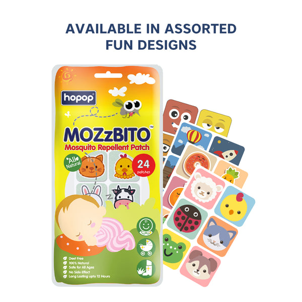 Hopop MoZzbito Mosquito Repellent Patches, Safe & Natural Protection for Kids - Assorted