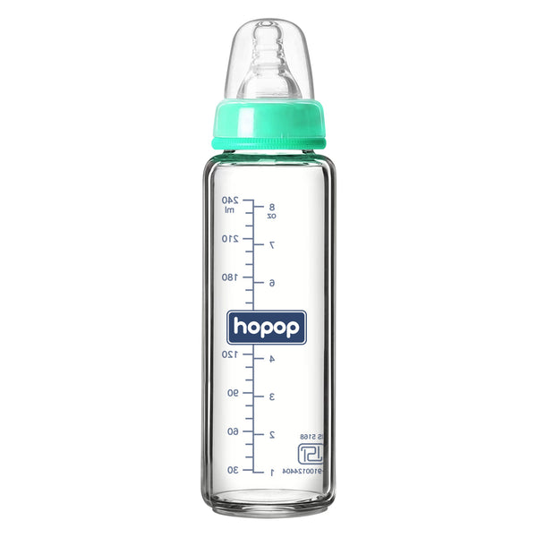 Hopop Premium Glass Feeding Bottle, Slim Neck & BPA-Free - 250 ml
