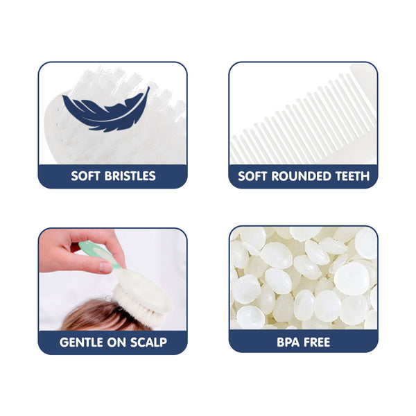 Hopop Baby Soft Bristle Hair Brush & Rounded Teeth Comb Set