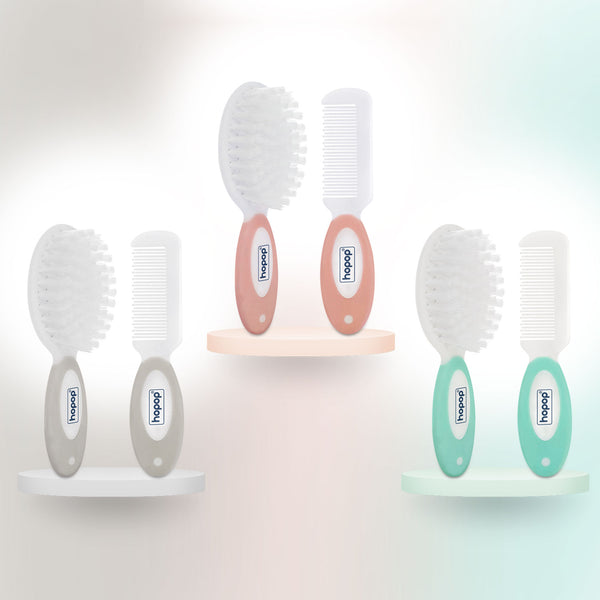 Hopop Baby Soft Bristle Hair Brush & Rounded Teeth Comb Set